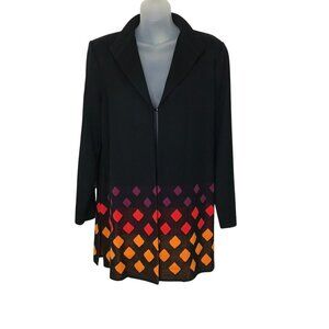 Misook Women's Colorblock Diamond Cardigan Sweater Size L